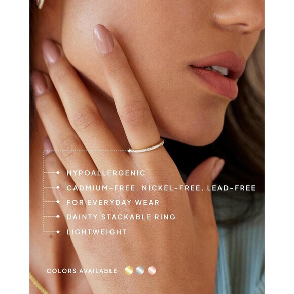 14K Gold Plated Solid 925 Sterling Silver CZ Simulated Diamond Stackable Ring Et - Picture 4 of 7